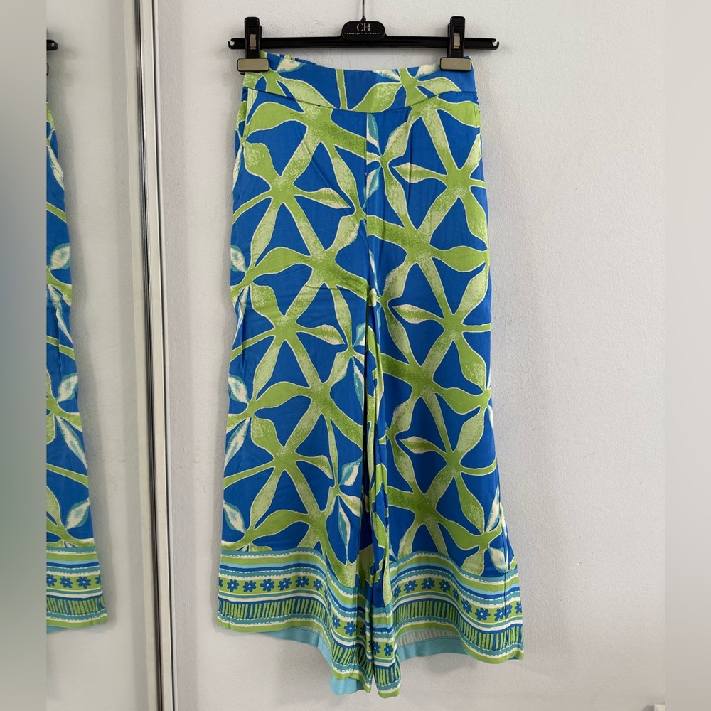 Vibrant Blue and Green Patterned Pants